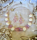 White Polka Dots Necklace and Earrings (188A)