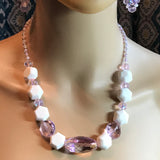 White Polka Dots Necklace and Earrings (188A)