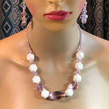 White Polka Dots Necklace and Earrings (188A)