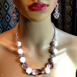 (Necklace-Earring Set) Pretty is Pink (188A)