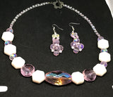 White Polka Dots Necklace and Earrings (188A)