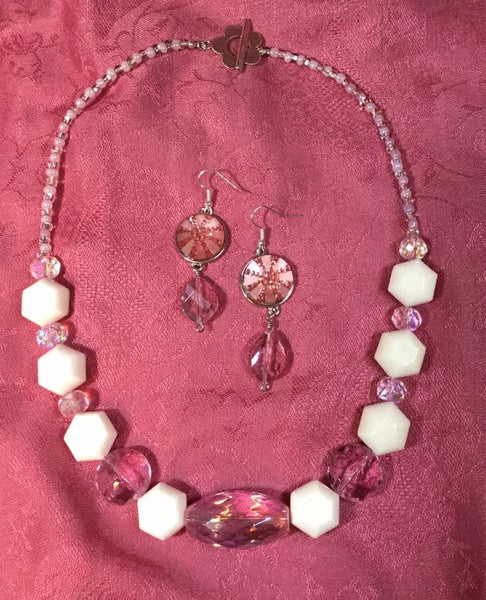 (Necklace-Earring Set) Pretty is Pink (188A)