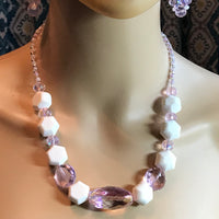 White Polka Dots Necklace and Earrings (188A)